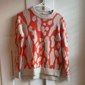 THML Vibrant Orange and Cream Sweater